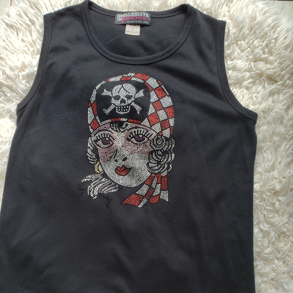 Collegiate Fashionista Rhinestone Tank
